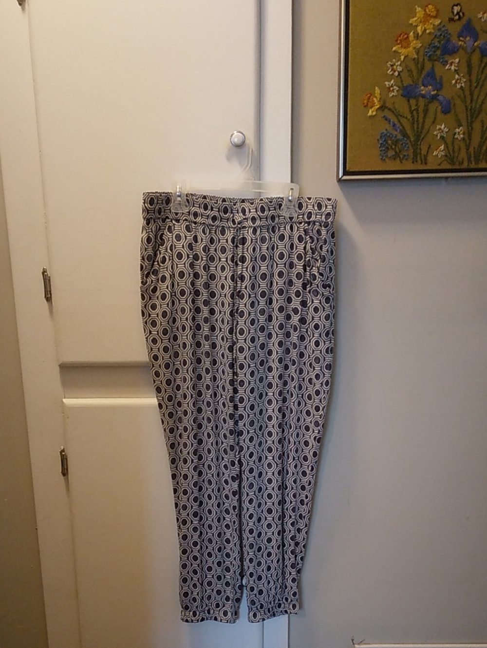 Lucky Brand Navy and White Geometric Print Joggers